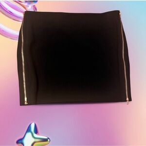 Diane Von Furstenberg Black Mini Skirt with Gold Accents